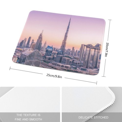 yanfind The Mouse Pad Burj Khalifa Dubai Skyscraper Cityscape Modern Architecture Hour Metropolitan Urban Pattern Design Stitched Edges Suitable for home office game