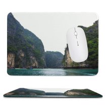 yanfind The Mouse Pad Boats Clear Tourism Vacation Wood Adventure Landscape Daylight Mountains Travel Formations Island Pattern Design Stitched Edges Suitable for home office game
