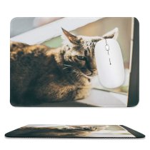 yanfind The Mouse Pad Funny Curiosity Cute Sleep Cat Baby Eye Family Kitten Pet Whisker Fur Pattern Design Stitched Edges Suitable for home office game
