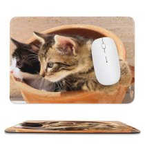 yanfind The Mouse Pad Felidae Sized Tabby Pot Happiness Prey Shorthair Carnivore Cat Short Whiskers Hunt Pattern Design Stitched Edges Suitable for home office game