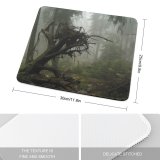 yanfind The Mouse Pad Biome Woods Natural Old Atmospheric Forest Fog Jungle Growth Forest Rainforest Woodland Pattern Design Stitched Edges Suitable for home office game