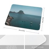yanfind The Mouse Pad Boats Coast Rocky Landscape Daylight Mountains Waves Island Beach Outdoors Seashore Bird's Pattern Design Stitched Edges Suitable for home office game