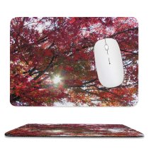 yanfind The Mouse Pad Maple Sun Autumn Woody Leaves Sky Plant Fall Branch Japan Leaf Leaf Pattern Design Stitched Edges Suitable for home office game