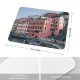 yanfind The Mouse Pad Boats Building River Architecture City Canal Docked Town Watercrafts Pattern Design Stitched Edges Suitable for home office game