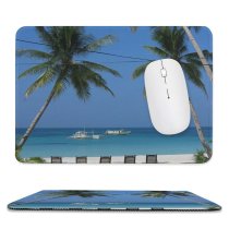 yanfind The Mouse Pad Caribbean Palm Sand Beach Shore Tropics Arecales Palmtree Sky Tree Tree Beach Pattern Design Stitched Edges Suitable for home office game