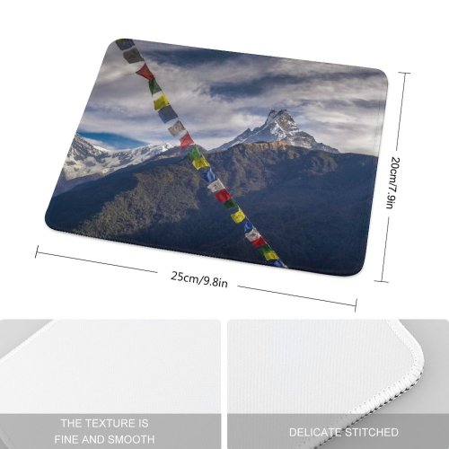 yanfind The Mouse Pad Scenery Range Nepal Slope Mountain Snow Activities Machhapuchhare Free Ice Flag Pattern Design Stitched Edges Suitable for home office game