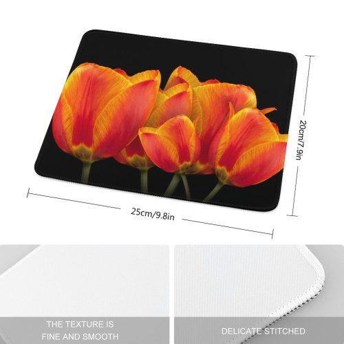 yanfind The Mouse Pad Comfreak Flowers Dark Tulips Spring Colorful Blossom Pattern Design Stitched Edges Suitable for home office game