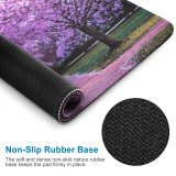 yanfind The Mouse Pad Cherry Blossom Trees Purple Flowers Pathway Park Floral Colorful Spring Beautiful Pattern Design Stitched Edges Suitable for home office game