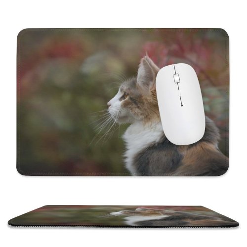 yanfind The Mouse Pad Pet Outdoors Side Tabby Whiskers Focus Little Blur Face Cat Eye Fur Pattern Design Stitched Edges Suitable for home office game