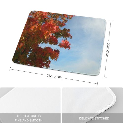 yanfind The Mouse Pad Maple Sky Autumn Woody Leaves Sky Plant Fall Branch Clouds Leaf Leaf Pattern Design Stitched Edges Suitable for home office game