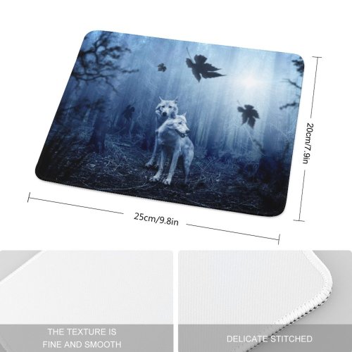 yanfind The Mouse Pad Comfreak Black Dark Wolf Forest Dark Predator Wild Tree Trunks Sun Light Pattern Design Stitched Edges Suitable for home office game