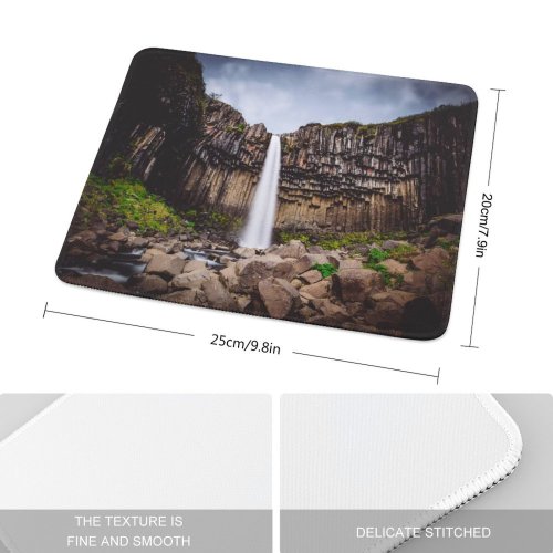 yanfind The Mouse Pad Denys Nevozhai Svartifoss Waterfall Vatnajökull National Park Lava Columns Rocks Cliff Iceland Pattern Design Stitched Edges Suitable for home office game