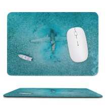 yanfind The Mouse Pad Plane Boat Aircraft Outdoors Top Underwater Airplane Shot Watercraft Wreck Wreckage Sea Pattern Design Stitched Edges Suitable for home office game