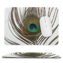 yanfind The Mouse Pad Feathers Iris Flashy Natural Peacock Eye Colorful Accessory Feather Majestic Peafowl Eye Pattern Design Stitched Edges Suitable for home office game