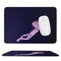 yanfind The Mouse Pad Black Dark Jellyfish Dark Sea Life Aquarium Underwater Glowing Pattern Design Stitched Edges Suitable for home office game