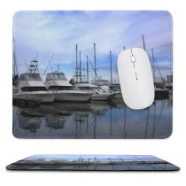 yanfind The Mouse Pad Building Harbor Vehicle Richards Boat Sea Reflection Sky Dock Mast Marina Watercraft Pattern Design Stitched Edges Suitable for home office game