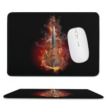 yanfind The Mouse Pad Black Dark Violin Fire Pattern Design Stitched Edges Suitable for home office game