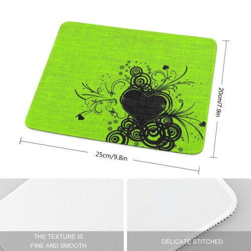 yanfind The Mouse Pad Valentine Heart Lime Texture Love Design Ornament Leaf Plant Floral Visual Art Pattern Design Stitched Edges Suitable for home office game