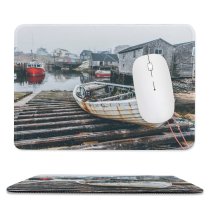 yanfind The Mouse Pad Boat Watercraft Fishing Lake Pattern Design Stitched Edges Suitable for home office game
