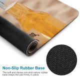 yanfind The Mouse Pad Blur Golden Sand Liquor Travel Beer Beach Alcohol Glass Lime Outdoors Seashore Pattern Design Stitched Edges Suitable for home office game