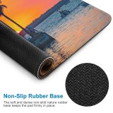 yanfind The Mouse Pad Boats Afterglow Vacation Palm Coconut Scenery Sunset Oceanside Leisure Beach Ripples Watercrafts Pattern Design Stitched Edges Suitable for home office game