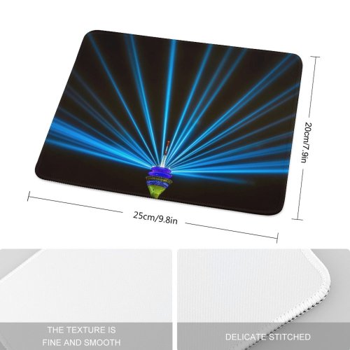 yanfind The Mouse Pad Carsten Heyer Black Dark Rhine Tower Rheinturm Düsseldorf Television Tower Light Beam Pattern Design Stitched Edges Suitable for home office game