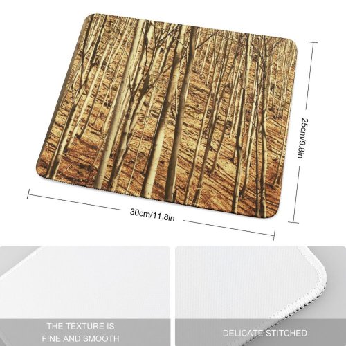 yanfind The Mouse Pad Tree Trees Clean Soothing Grass Peace Relaxing Woods Fresh Forest Natural Wood Pattern Design Stitched Edges Suitable for home office game