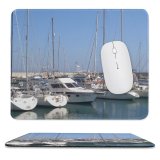 yanfind The Mouse Pad Marina Watercraft Harbor Marina Sailboat Boats Mast Sea Harbour Vehicle Dock Boat Pattern Design Stitched Edges Suitable for home office game