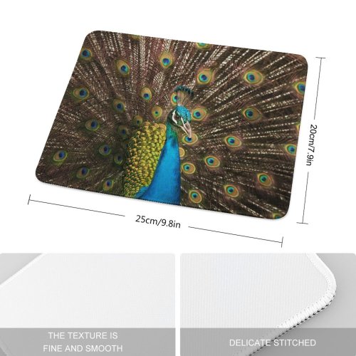 yanfind The Mouse Pad Peafowl Peacock Indian Peafowl Peacock Train Pattern Design Stitched Edges Suitable for home office game