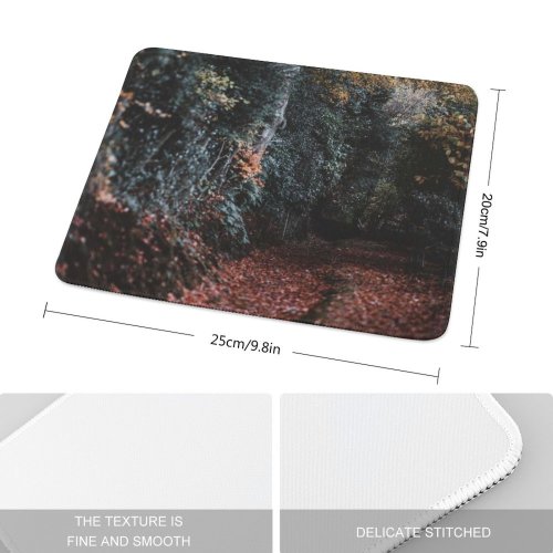 yanfind The Mouse Pad Abies Plant Woodland Forest Pictures Ground Outdoors Trek Grey Tree Garden Pattern Design Stitched Edges Suitable for home office game