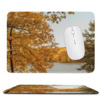 yanfind The Mouse Pad Abies Scenery Lake Tree Rural Plant Fir Free Furniture Bench Outdoors Pattern Design Stitched Edges Suitable for home office game