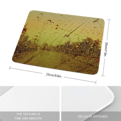 yanfind The Mouse Pad Cars Effecets Drop Leaf Rain Sky Light Moisture Dew Drizzle Pattern Design Stitched Edges Suitable for home office game