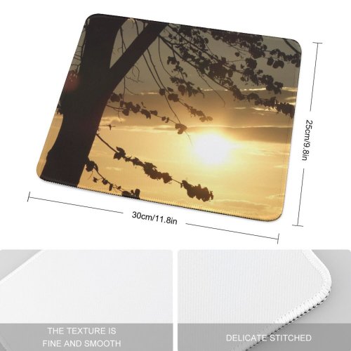 yanfind The Mouse Pad Tree Sky Branch Cloud Morning Atmospheric Natural Landscape Afterglow Leaf Sunset Pattern Design Stitched Edges Suitable for home office game