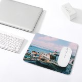 yanfind The Mouse Pad Boats Boat Fishing Docked Watercrafts Pattern Design Stitched Edges Suitable for home office game