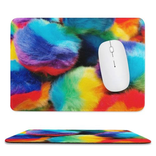 yanfind The Mouse Pad Daniele Levis Pelusi Faux Fur Pom Balls Multicolor Colorful Macro Closeup Vibrant Pattern Design Stitched Edges Suitable for home office game