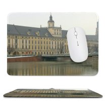 yanfind The Mouse Pad Building Building Sky City Watercourse Palace Classic School Cloudy Clouds University River Pattern Design Stitched Edges Suitable for home office game