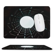 yanfind The Mouse Pad Black Dark Modern Architecture Building Sky Tunnel Pattern Design Stitched Edges Suitable for home office game