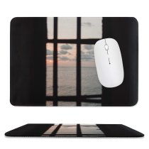 yanfind The Mouse Pad Backlit Darkness Silhouette Window Dark Ocean Sea Windows Beach Architecture Sunset Pattern Design Stitched Edges Suitable for home office game