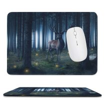 yanfind The Mouse Pad Oliver Henze Fantasy Hirsch Wild Woods Forest Tall Trees Foggy Pattern Design Stitched Edges Suitable for home office game