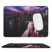 yanfind The Mouse Pad Matteo Catanese York City Manhattan Traffic Lights Light Trails Night Cityscape City Pattern Design Stitched Edges Suitable for home office game