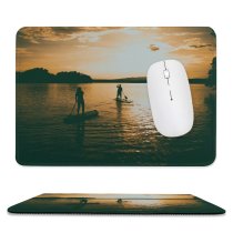 yanfind The Mouse Pad Boats Calming Paddle Serene Golden Afterglow Scenery Clouds Sunset Cloudiness Paddling Ripples Pattern Design Stitched Edges Suitable for home office game