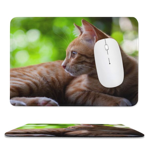yanfind The Mouse Pad Funny Curiosity Sit Cute Sleep Cat Young Little Eye Portrait Pet Whisker Pattern Design Stitched Edges Suitable for home office game