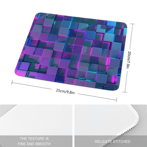 yanfind The Mouse Pad Abstract Cubes Neon Pattern Design Stitched Edges Suitable for home office game