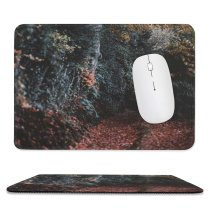 yanfind The Mouse Pad Abies Plant Woodland Forest Pictures Ground Outdoors Trek Grey Tree Garden Pattern Design Stitched Edges Suitable for home office game