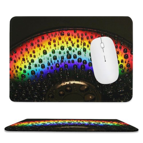 yanfind The Mouse Pad Michael Gillett Rainbow CD Droplets Macro Dark Pattern Design Stitched Edges Suitable for home office game