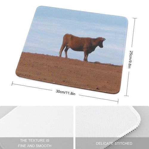 yanfind The Mouse Pad Family Terrestrial Sky Bovine Bull Pasture Cow Ecoregion Wildlife Calf Cow Goat Pattern Design Stitched Edges Suitable for home office game