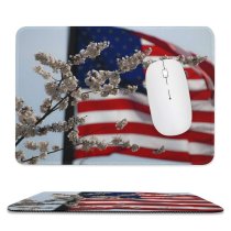 yanfind The Mouse Pad Blur Honor Liberty Spangled Flowers Independence Usa Administration Memorial Flag Veterans Th Pattern Design Stitched Edges Suitable for home office game