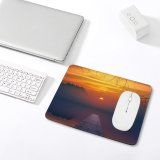 yanfind The Mouse Pad Backlit Fog Clouds Sunset Landscape Evening Sun Boat Dock Silhouetted Foggy Outdoors Pattern Design Stitched Edges Suitable for home office game