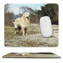 yanfind The Mouse Pad Tree Moss Plants Flowers Wood Walk Hill Foliage Dog Stone Wall Golden Pattern Design Stitched Edges Suitable for home office game