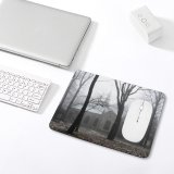 yanfind The Mouse Pad Mist Abandoned Natural Atmospheric Autumn Cemetery Church Sadness History Fog Landscape Haze Pattern Design Stitched Edges Suitable for home office game